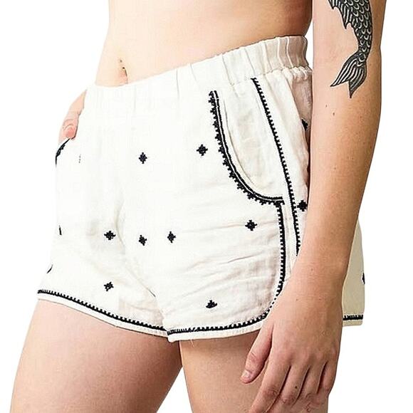Madewell Linen Embroidered Shorts White Large - Picture 1 of 6